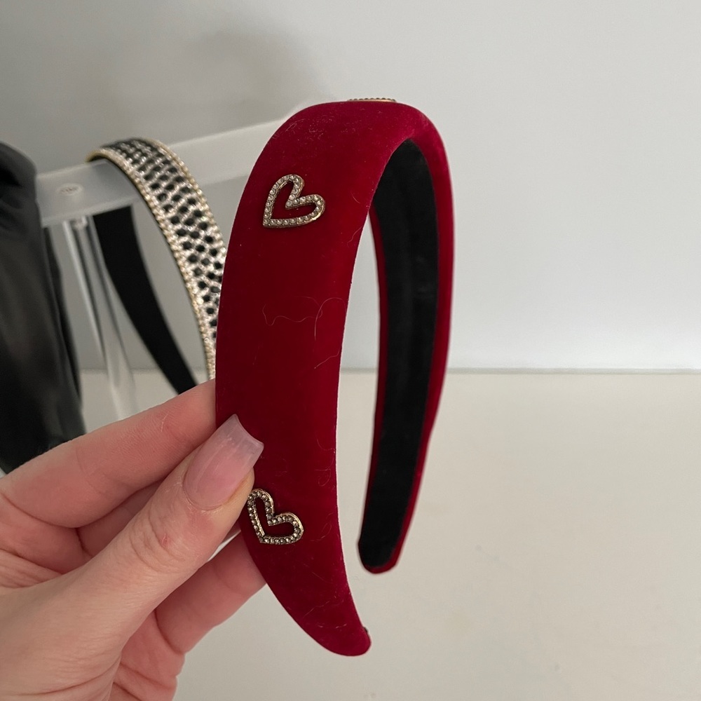 Velvet Red Heart Accent Headband - Women’s Hair Accessory